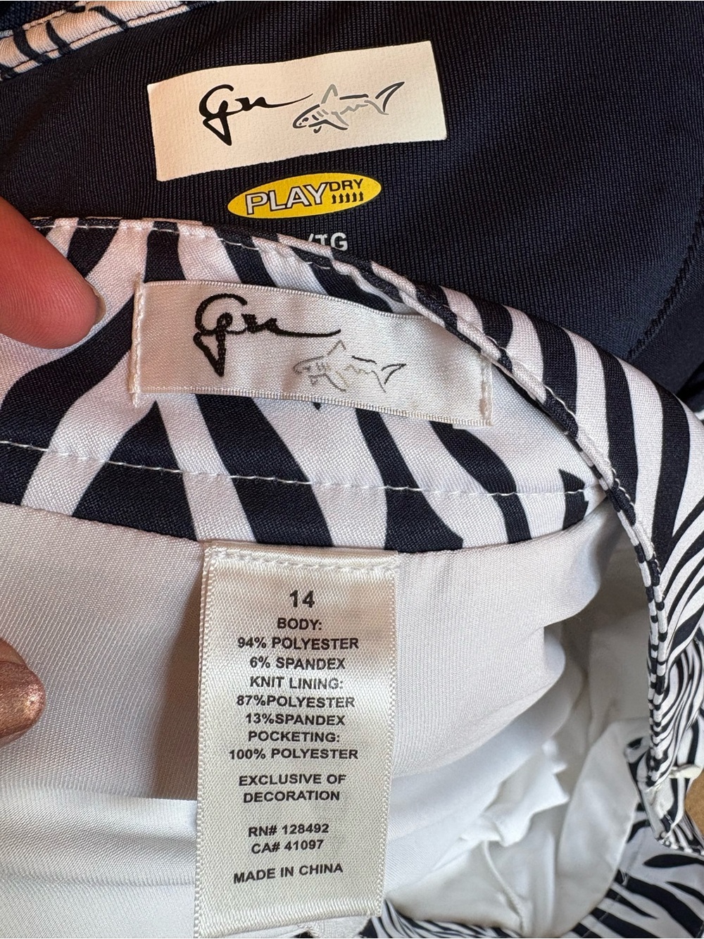 Greg Norman Collection Blue & White Zebra Golf Skort & Shirt Set